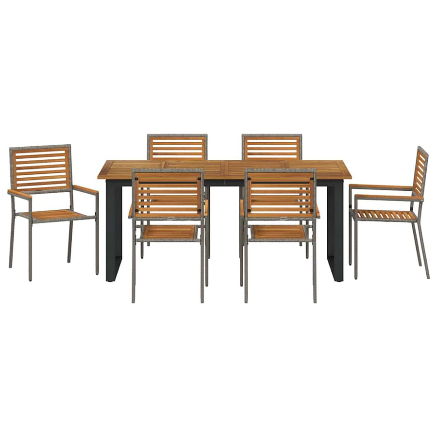 Tuin eettafelset 7 pcs Grijs Massief Acaciahout