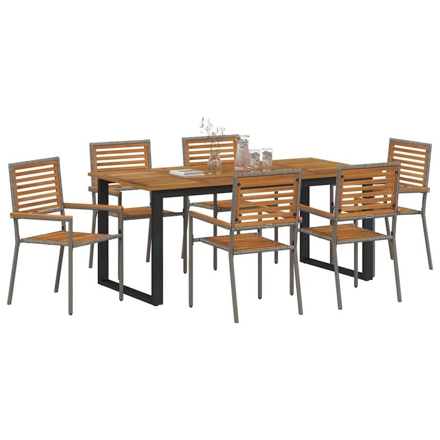Tuin eettafelset 7 pcs Grijs Massief Acaciahout