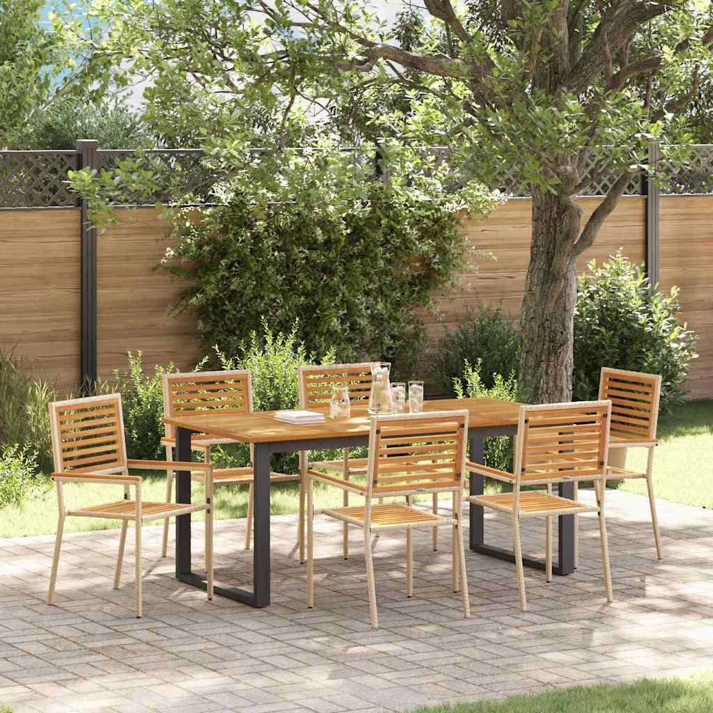 Tuin eettafelset 7 pcs Beige Massief Acaciahout