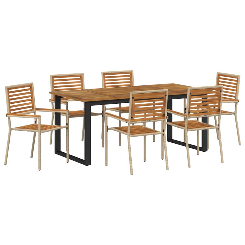 Tuin eettafelset 7 pcs Beige Massief Acaciahout
