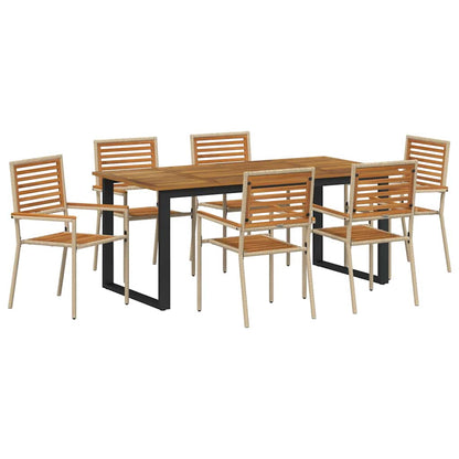 Tuin eettafelset 7 pcs Beige Massief Acaciahout