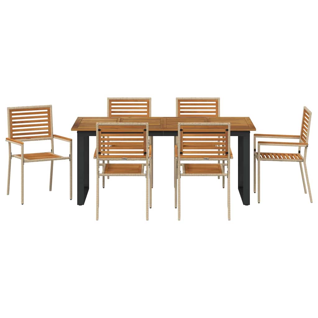 Tuin eettafelset 7 pcs Beige Massief Acaciahout