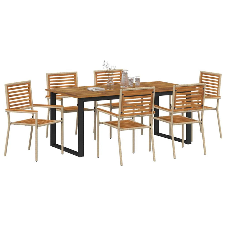 Tuin eettafelset 7 pcs Beige Massief Acaciahout