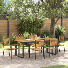 Tuin eettafelset 7 pcs Zwart Massief Acaciahout
