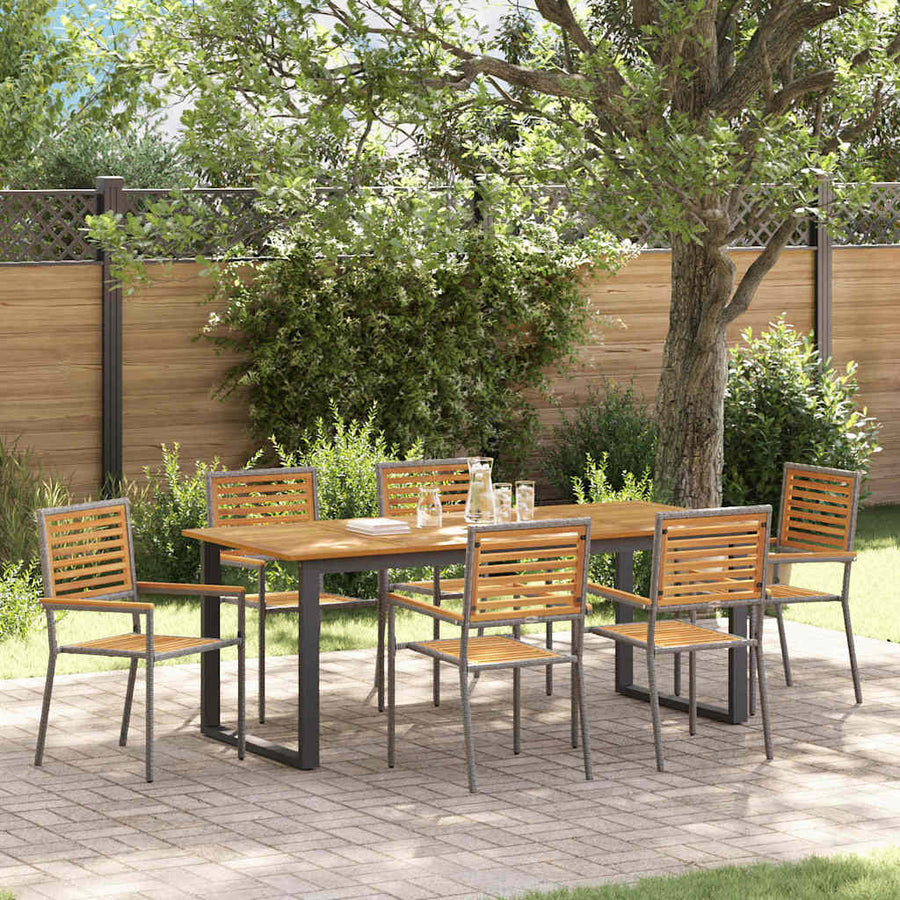 Tuin eettafelset 7 pcs Grijs Massief Acaciahout