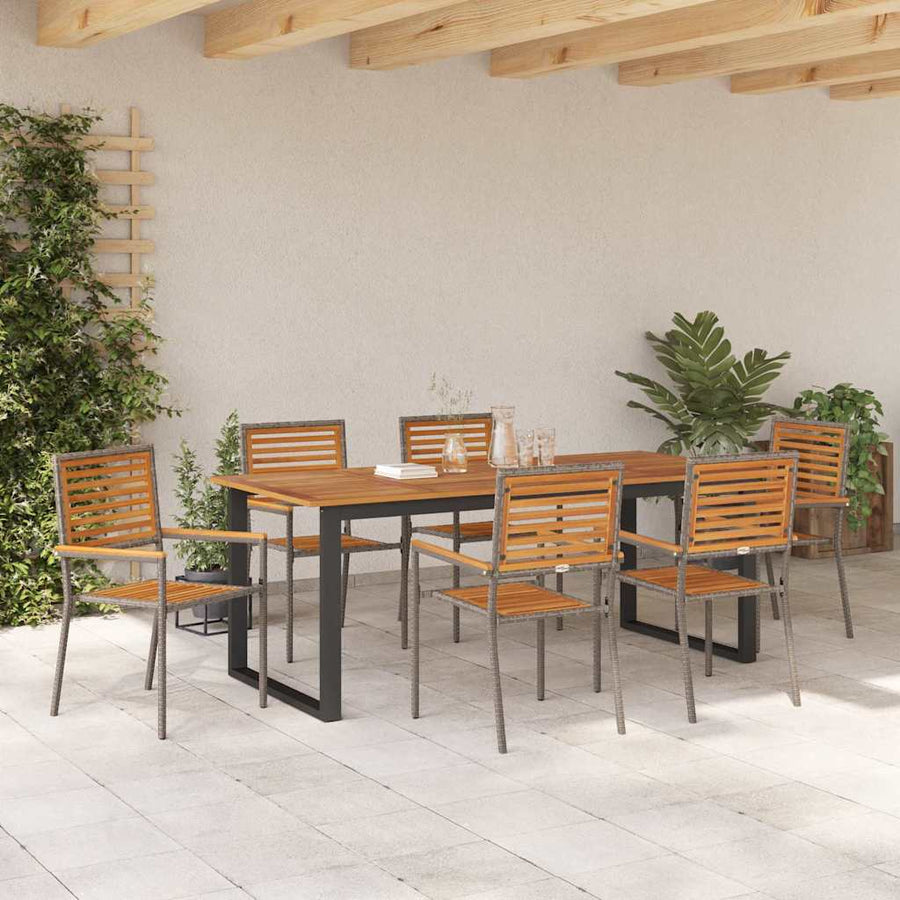 Tuin eettafelset 7 pcs Grijs Massief Acaciahout