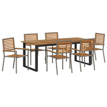 Tuin eettafelset 7 pcs Grijs Massief Acaciahout