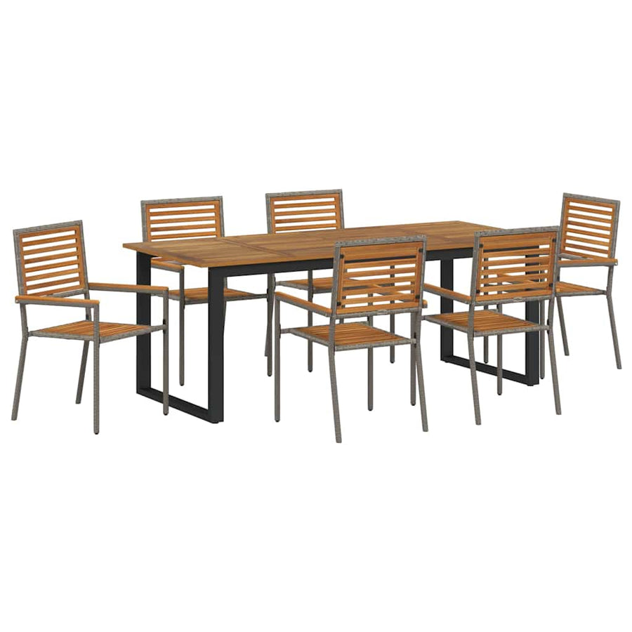Tuin eettafelset 7 pcs Grijs Massief Acaciahout