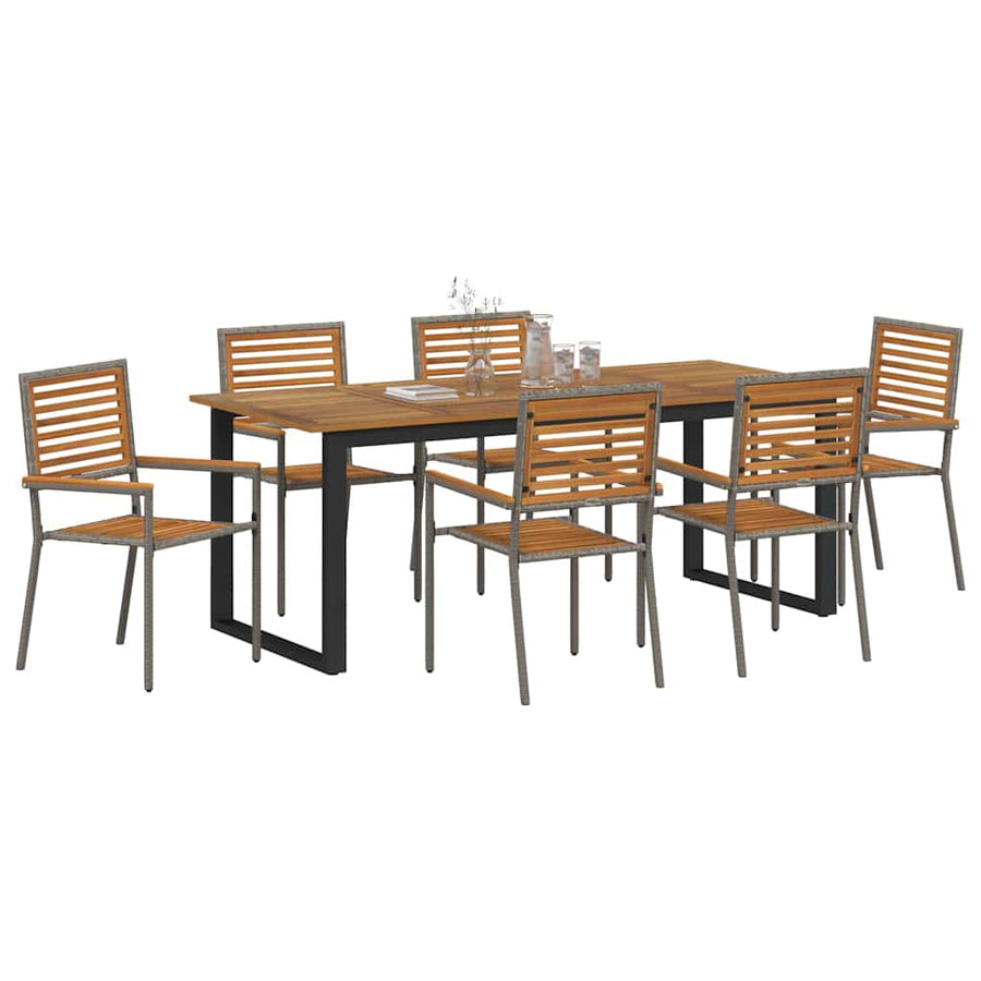 Tuin eettafelset 7 pcs Grijs Massief Acaciahout