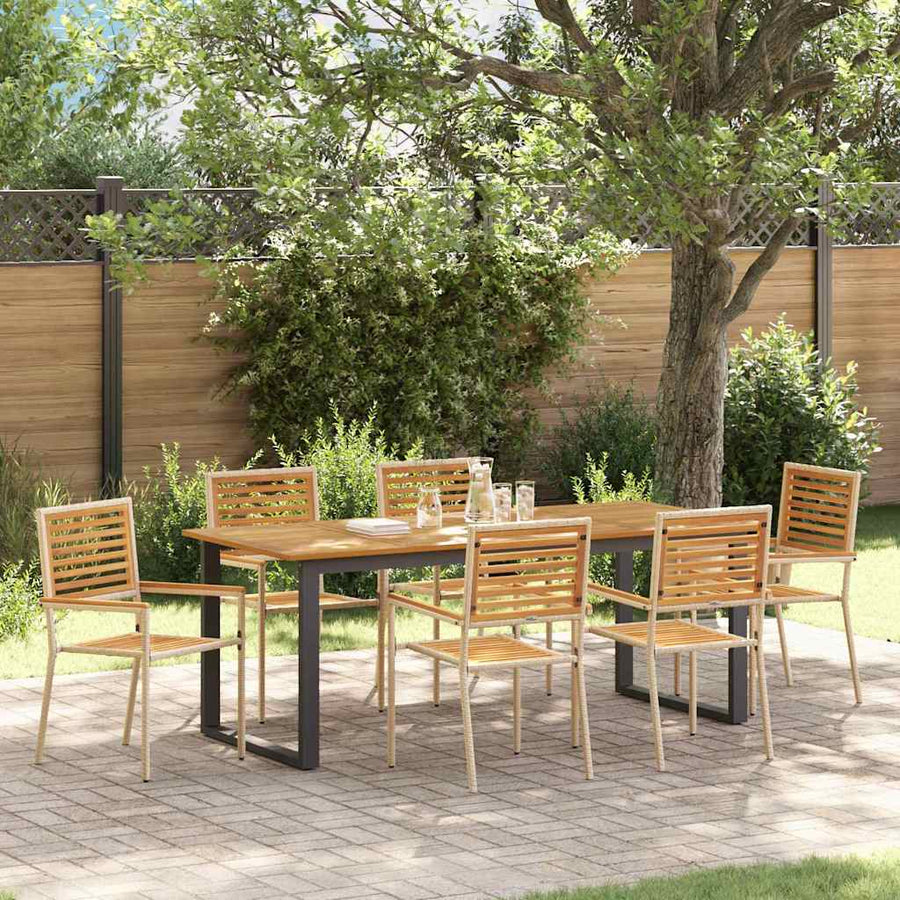 Tuin eettafelset 7 pcs Beige Massief Acaciahout