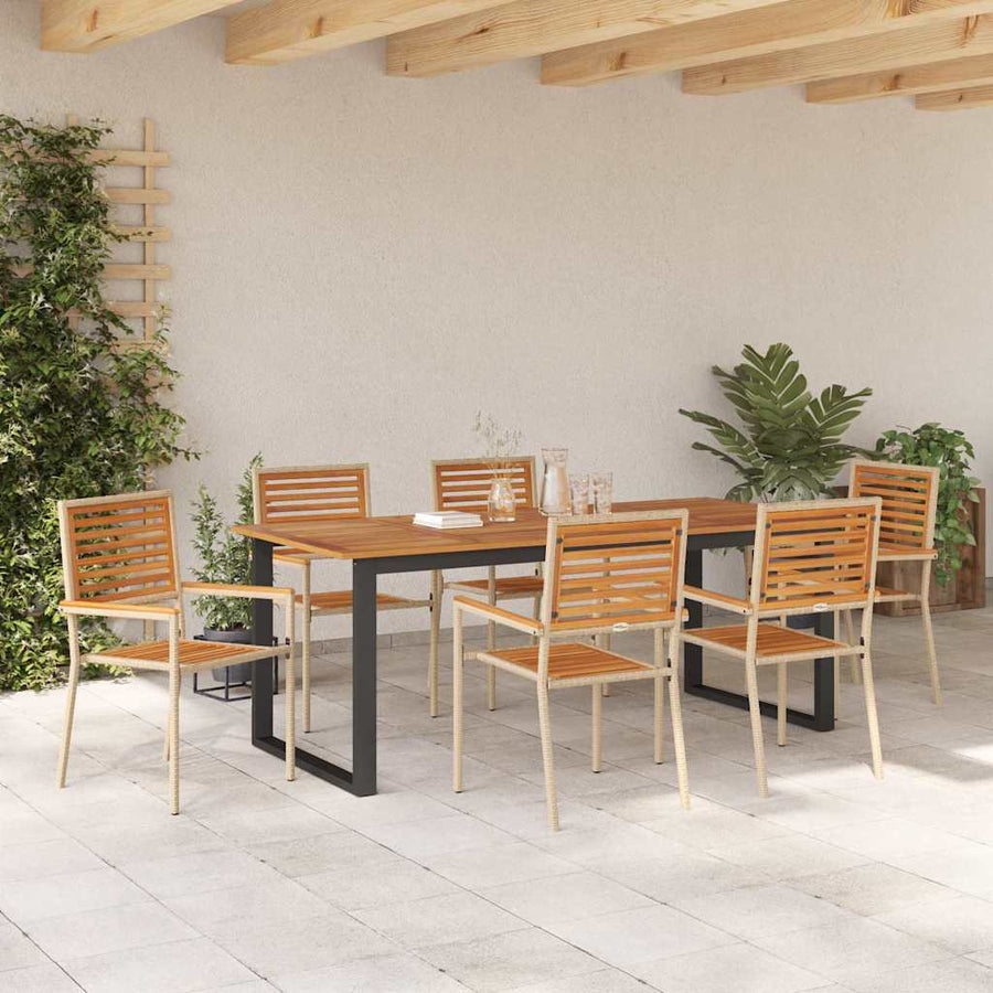 Tuin eettafelset 7 pcs Beige Massief Acaciahout