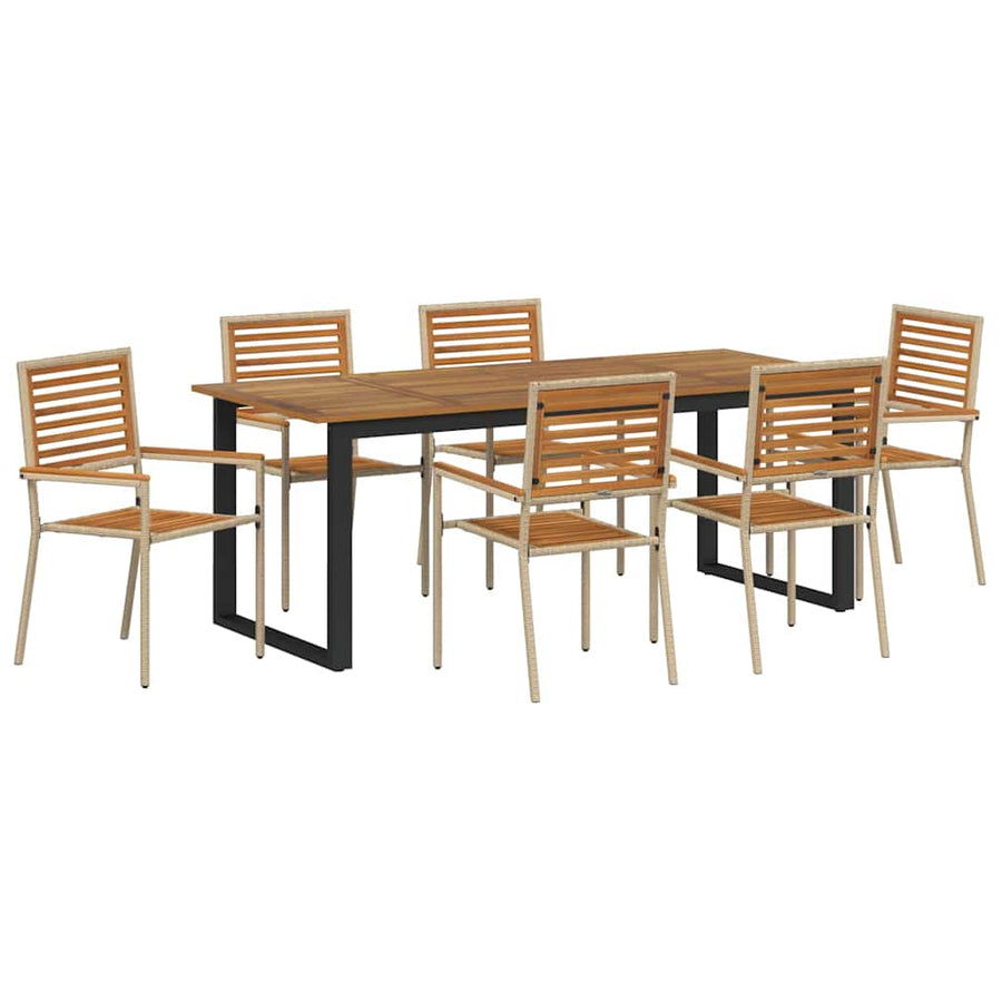 Tuin eettafelset 7 pcs Beige Massief Acaciahout