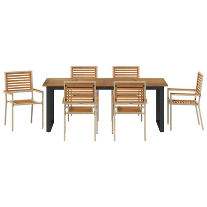 Tuin eettafelset 7 pcs Beige Massief Acaciahout