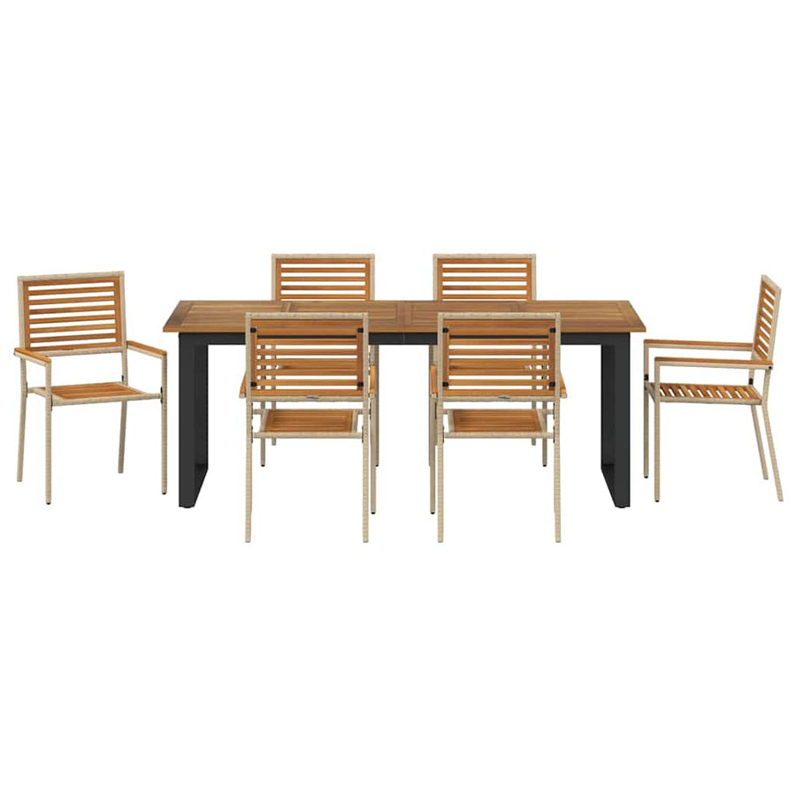 Tuin eettafelset 7 pcs Beige Massief Acaciahout