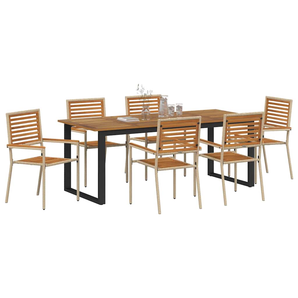 Tuin eettafelset 7 pcs Beige Massief Acaciahout