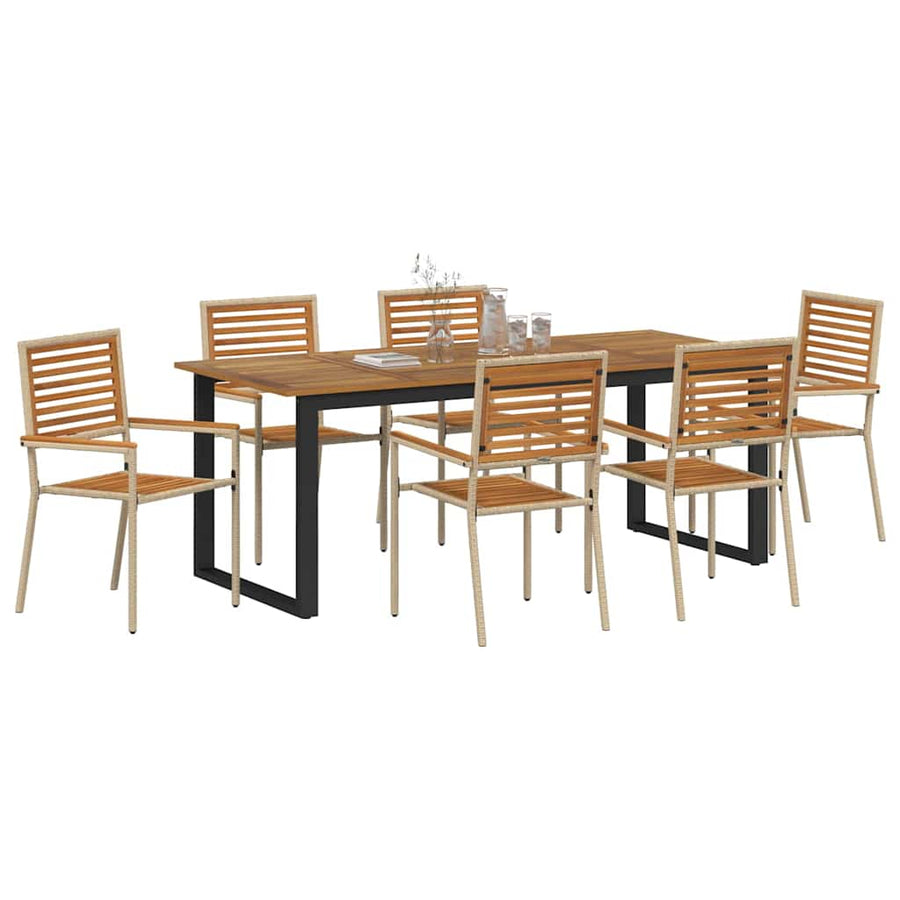 Tuin eettafelset 7 pcs Beige Massief Acaciahout