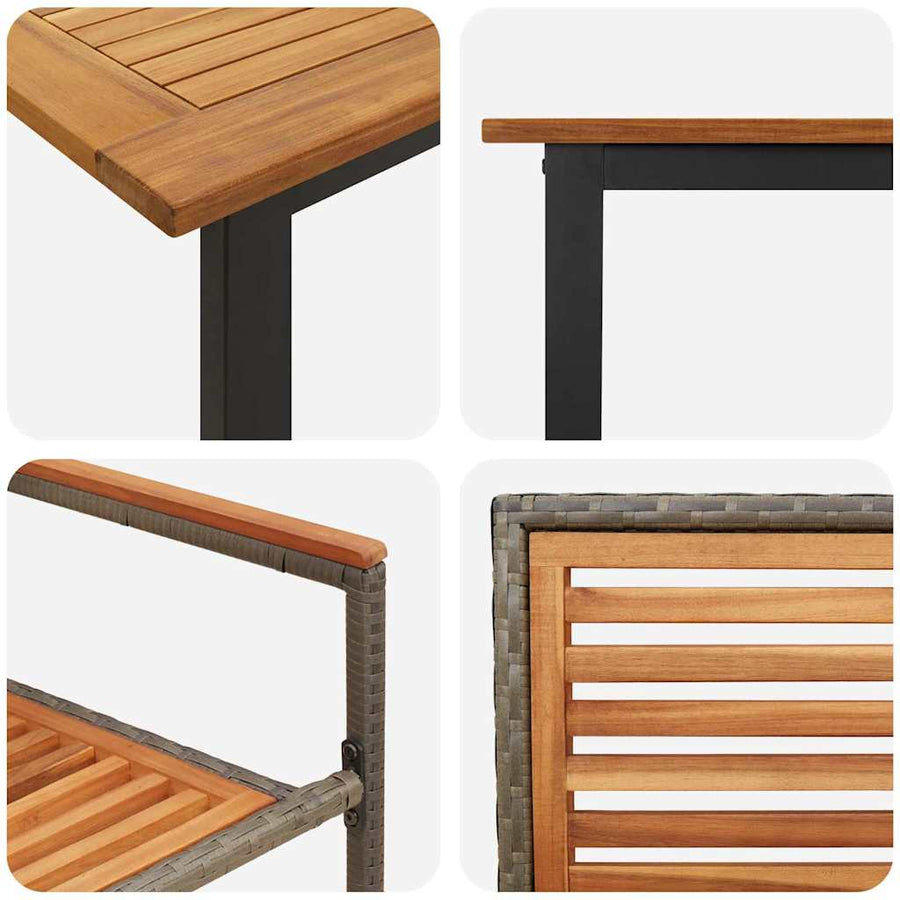 Tuin eettafelset 9 pcs Grijs Massief Acaciahout