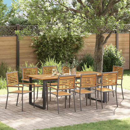 Tuin eettafelset 9 pcs Grijs Massief Acaciahout
