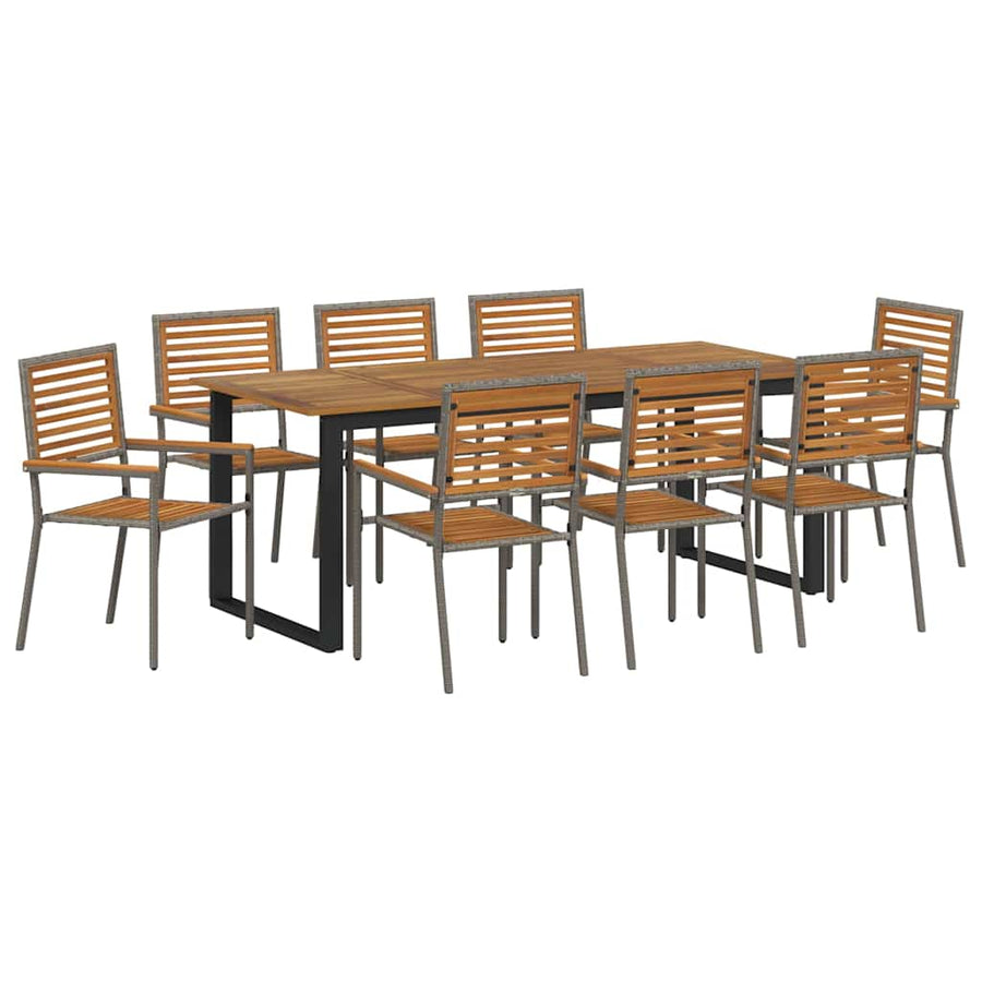 Tuin eettafelset 9 pcs Grijs Massief Acaciahout