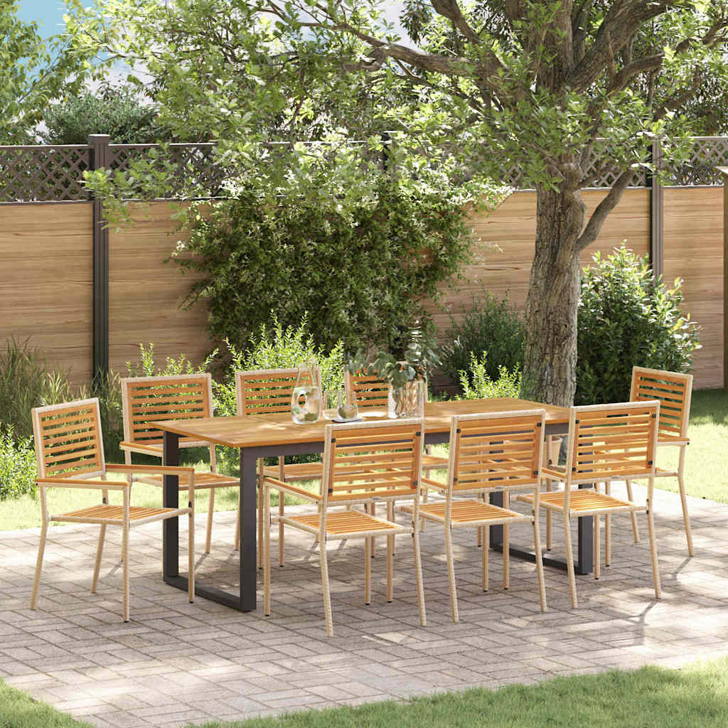 Tuin eettafelset 9 pcs Beige Massief Acaciahout