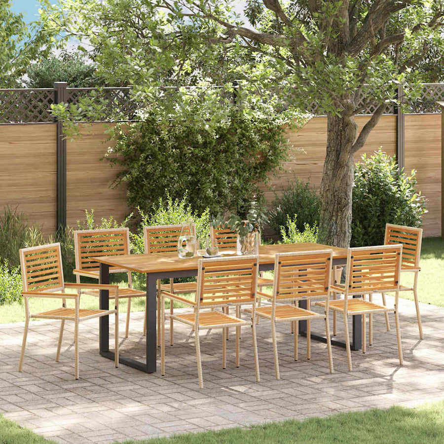 Tuin eettafelset 9 pcs Beige Massief Acaciahout