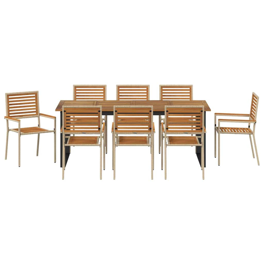 Tuin eettafelset 9 pcs Beige Massief Acaciahout