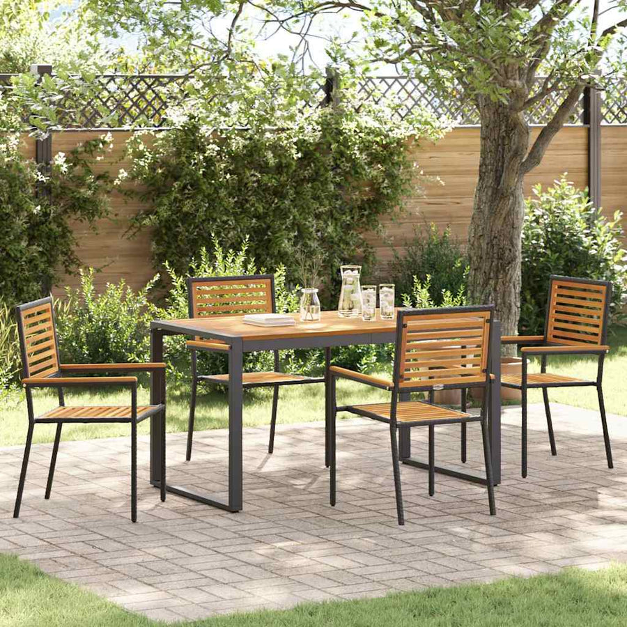 Tuin eettafelset 5 pcs Zwart en Bruin poly rattan