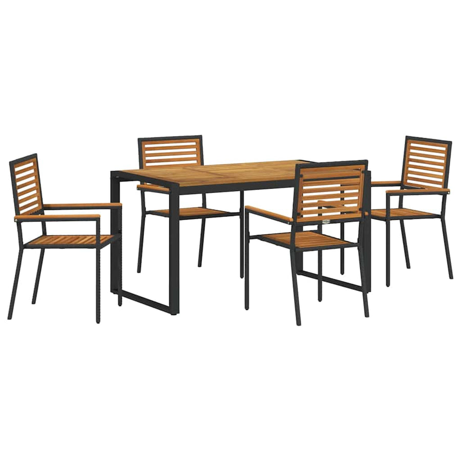 Tuin eettafelset 5 pcs Zwart en Bruin poly rattan