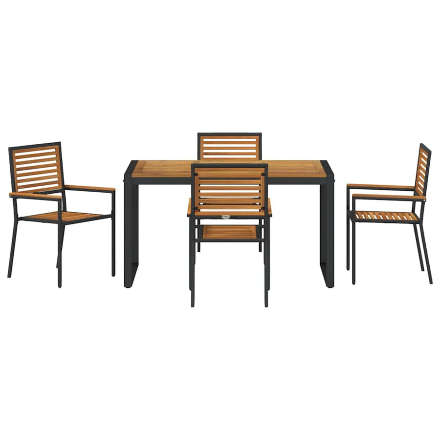 Tuin eettafelset 5 pcs Zwart en Bruin poly rattan