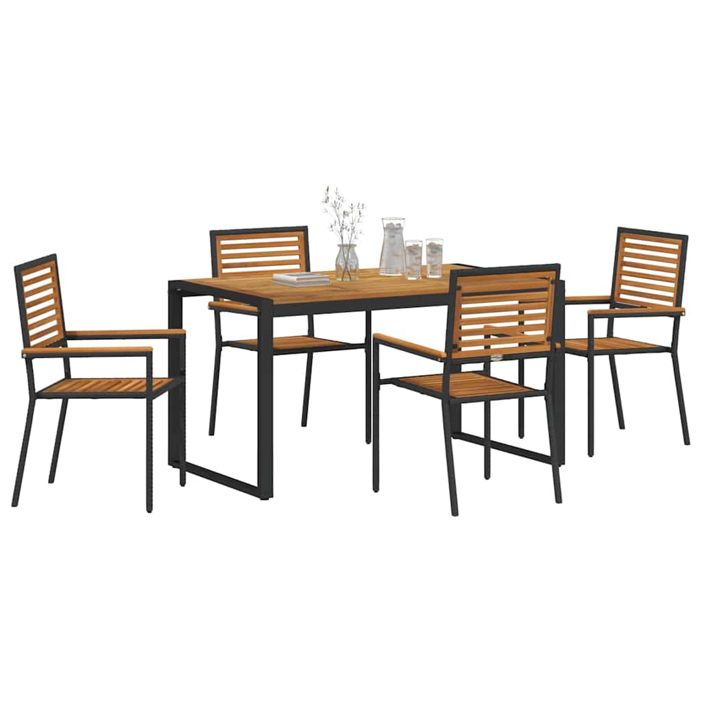 Tuin eettafelset 5 pcs Zwart en Bruin poly rattan