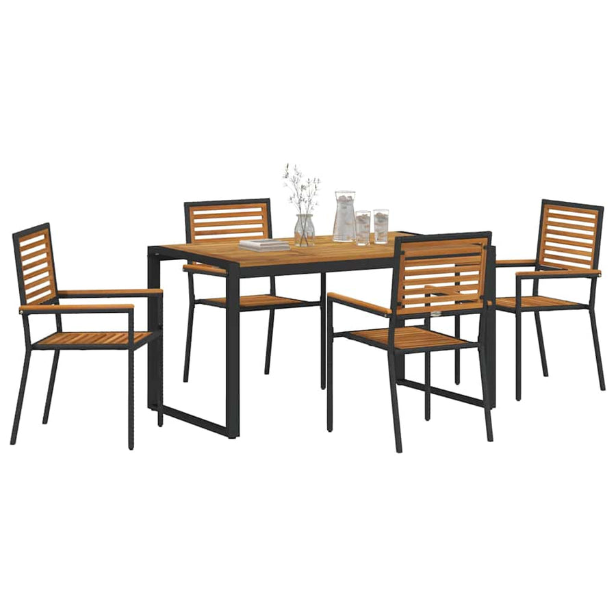 Tuin eettafelset 5 pcs Zwart en Bruin poly rattan