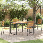 Eettafelset tuin 5-delig poly rattan acaciahout grijs bruin 140x80x75 cm