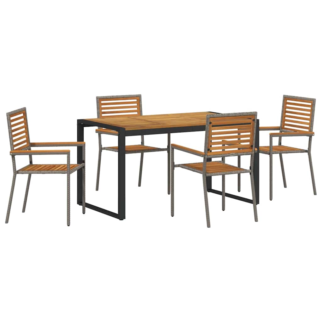 Tuin eettafelset 5 pcs Grijs en Bruin poly rattan