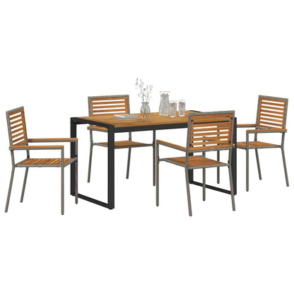 Tuin eettafelset 5 pcs Grijs en Bruin poly rattan