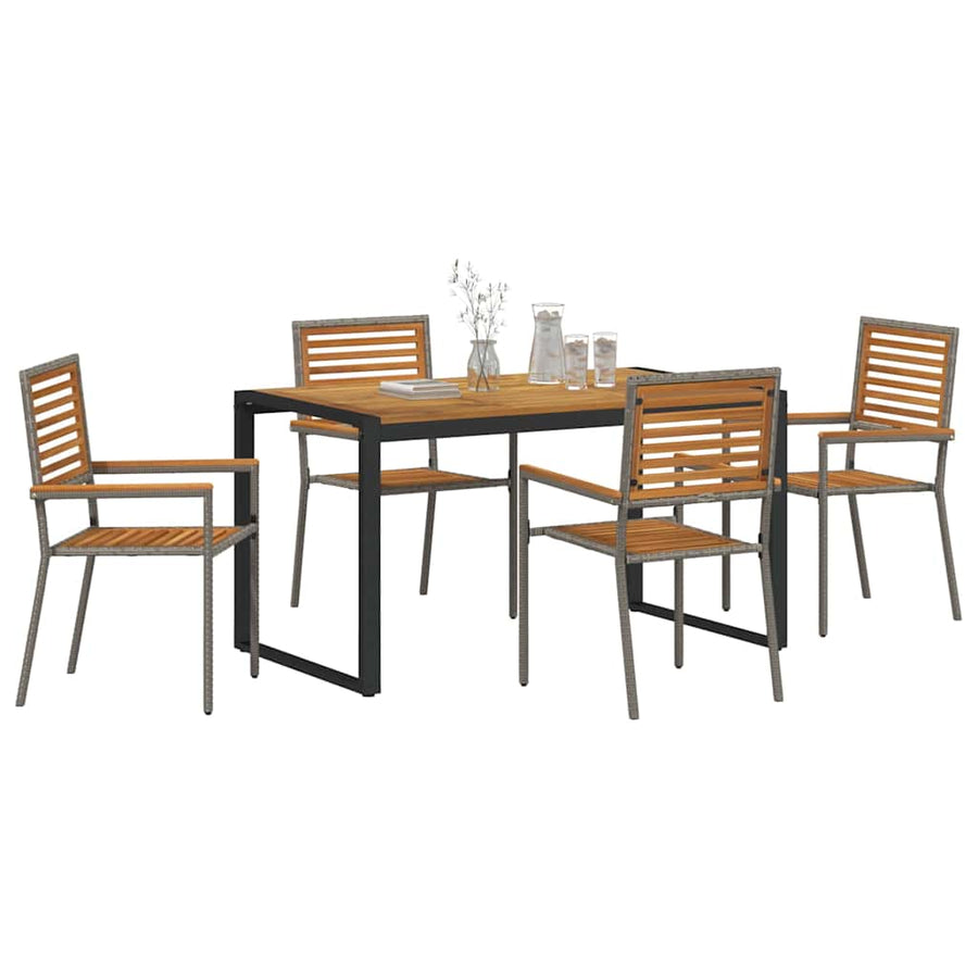 Tuin eettafelset 5 pcs Grijs en Bruin poly rattan