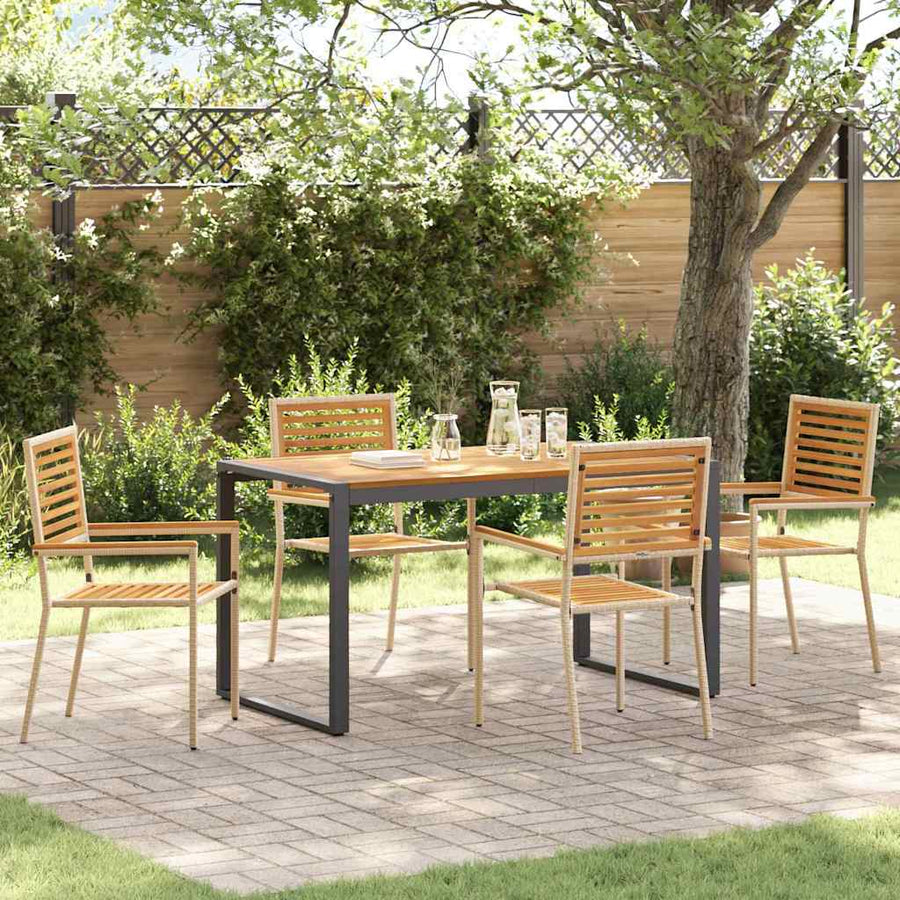 Tuin eettafelset 5 pcs Beige en Bruin poly rattan