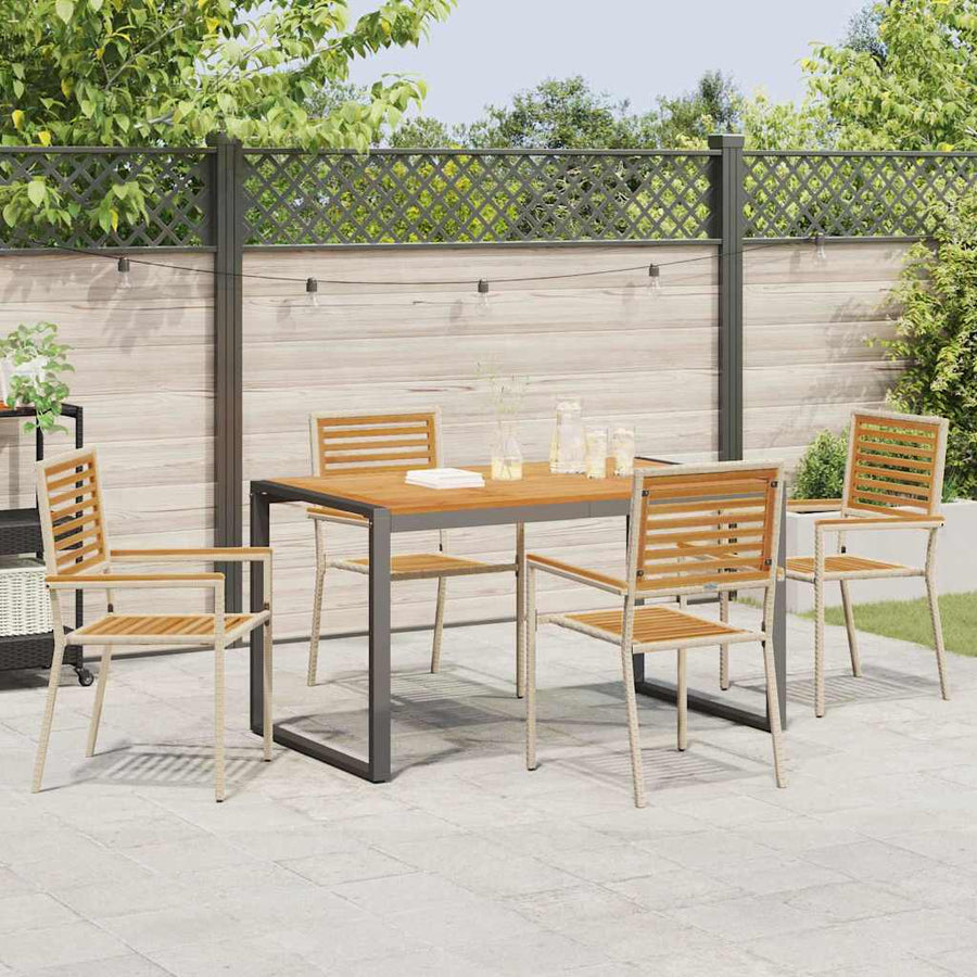 Tuin eettafelset 5 pcs Beige en Bruin poly rattan