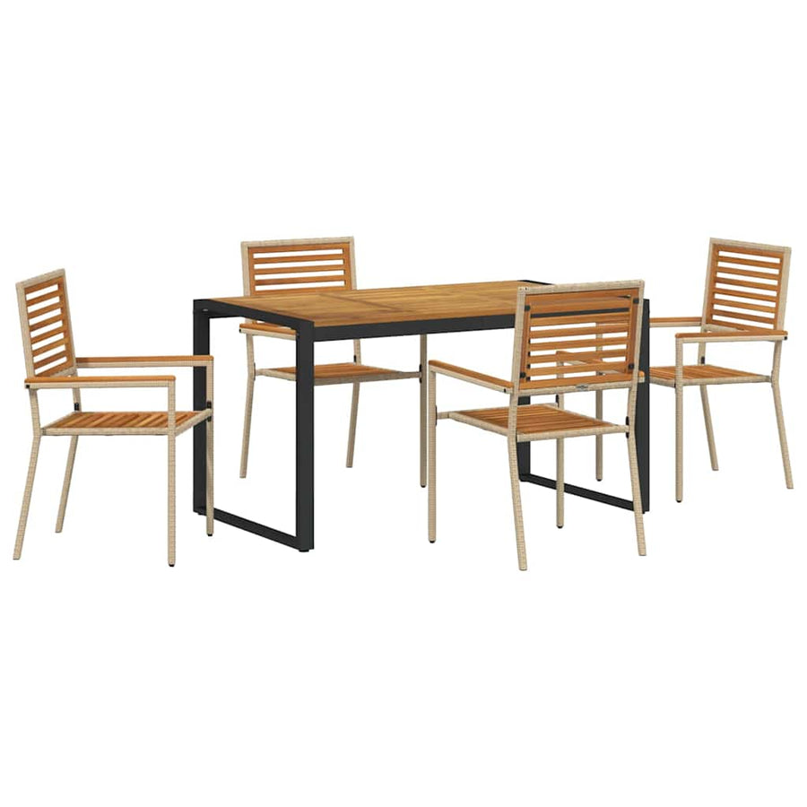 Tuin eettafelset 5 pcs Beige en Bruin poly rattan