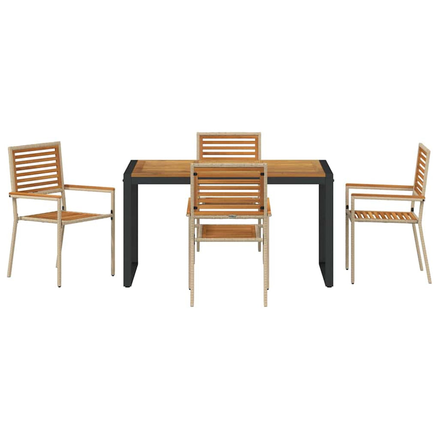 Tuin eettafelset 5 pcs Beige en Bruin poly rattan