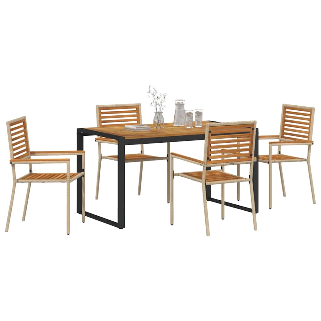 Tuin eettafelset 5 pcs Beige en Bruin poly rattan