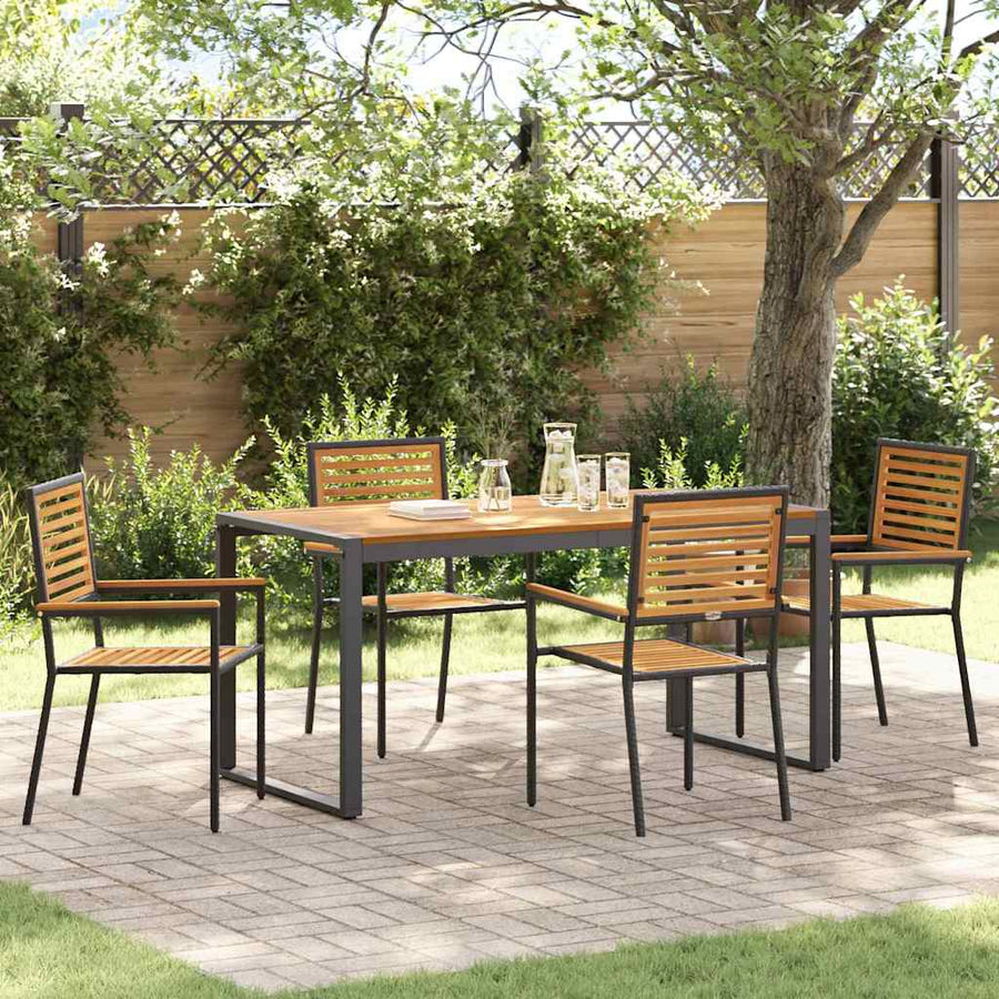 Tuin eettafelset 5 pcs Zwart en Bruin poly rattan