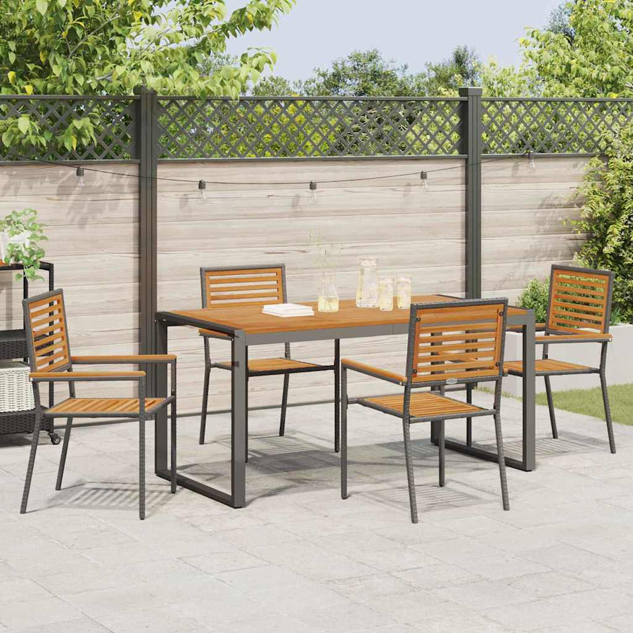 Tuin eettafelset 5 pcs Zwart en Bruin poly rattan