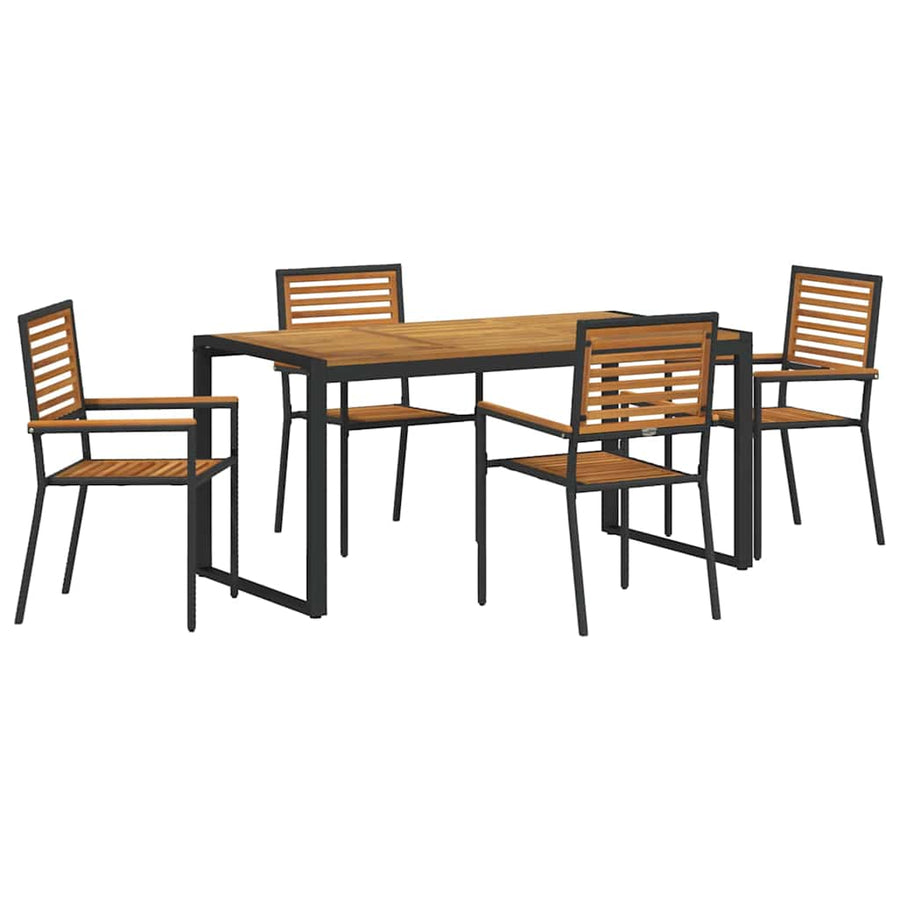 Tuin eettafelset 5 pcs Zwart en Bruin poly rattan