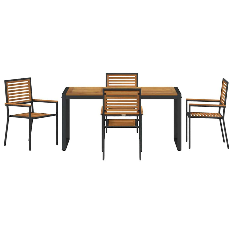 Tuin eettafelset 5 pcs Zwart en Bruin poly rattan
