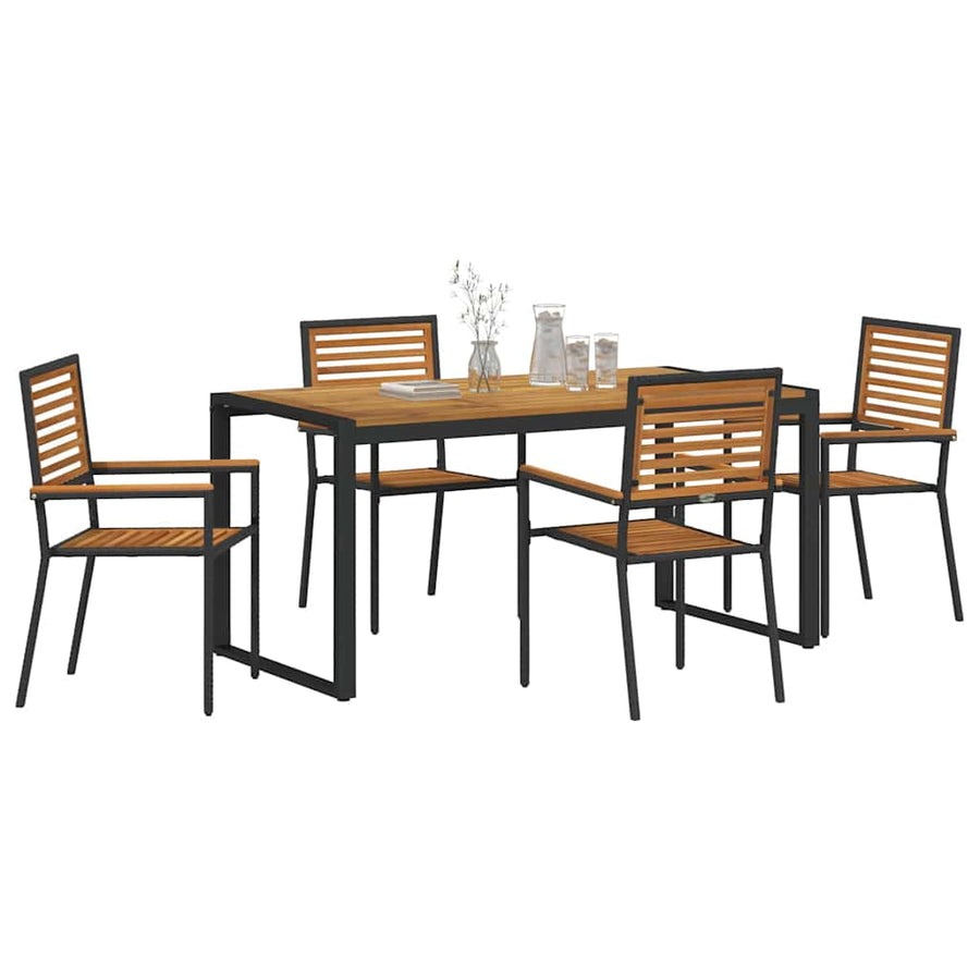 Tuin eettafelset 5 pcs Zwart en Bruin poly rattan