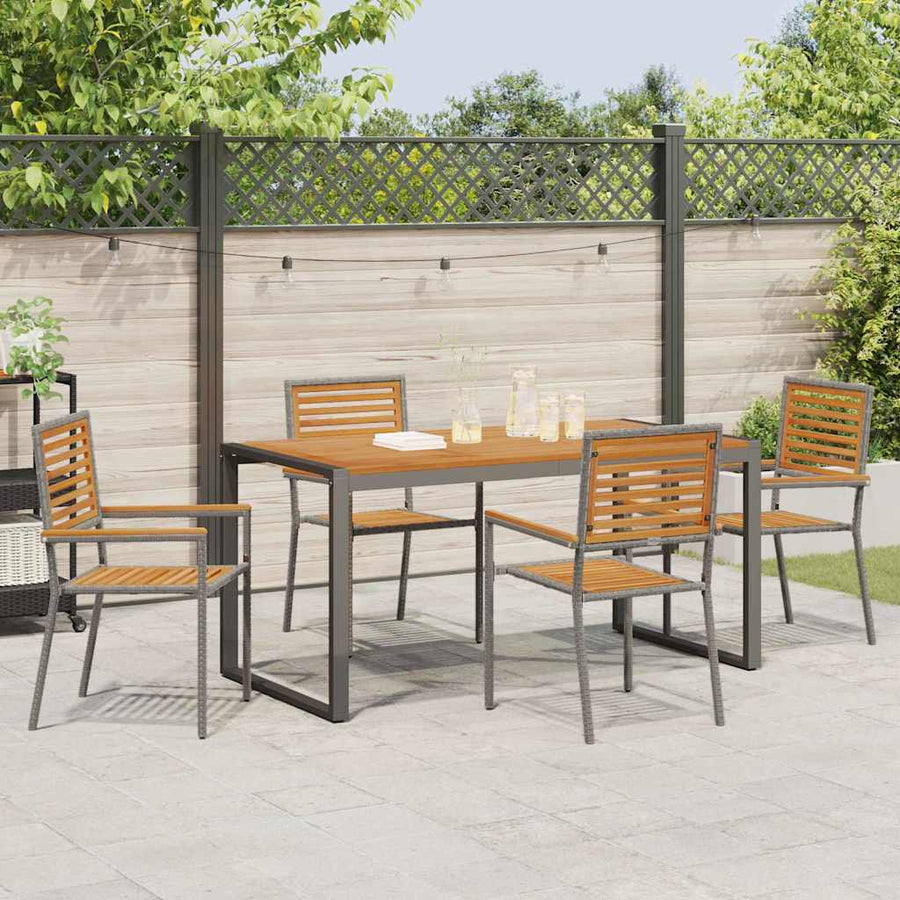 Tuin eettafelset 5 pcs Grijs en Bruin poly rattan