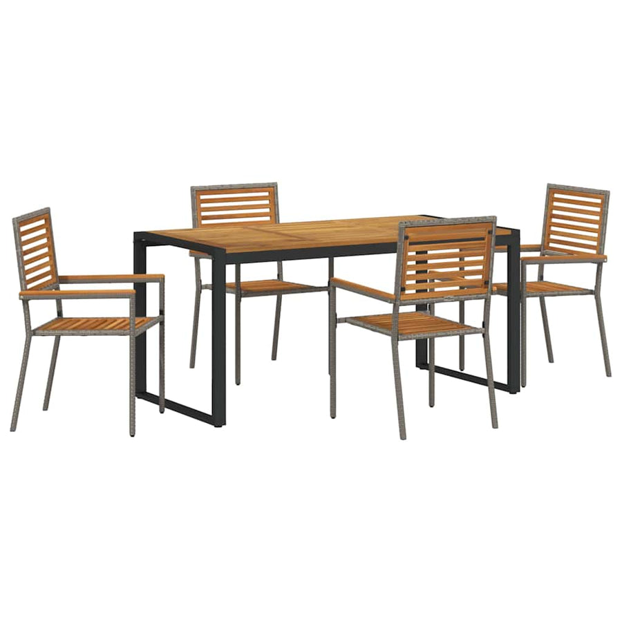 Tuin eettafelset 5 pcs Grijs en Bruin poly rattan
