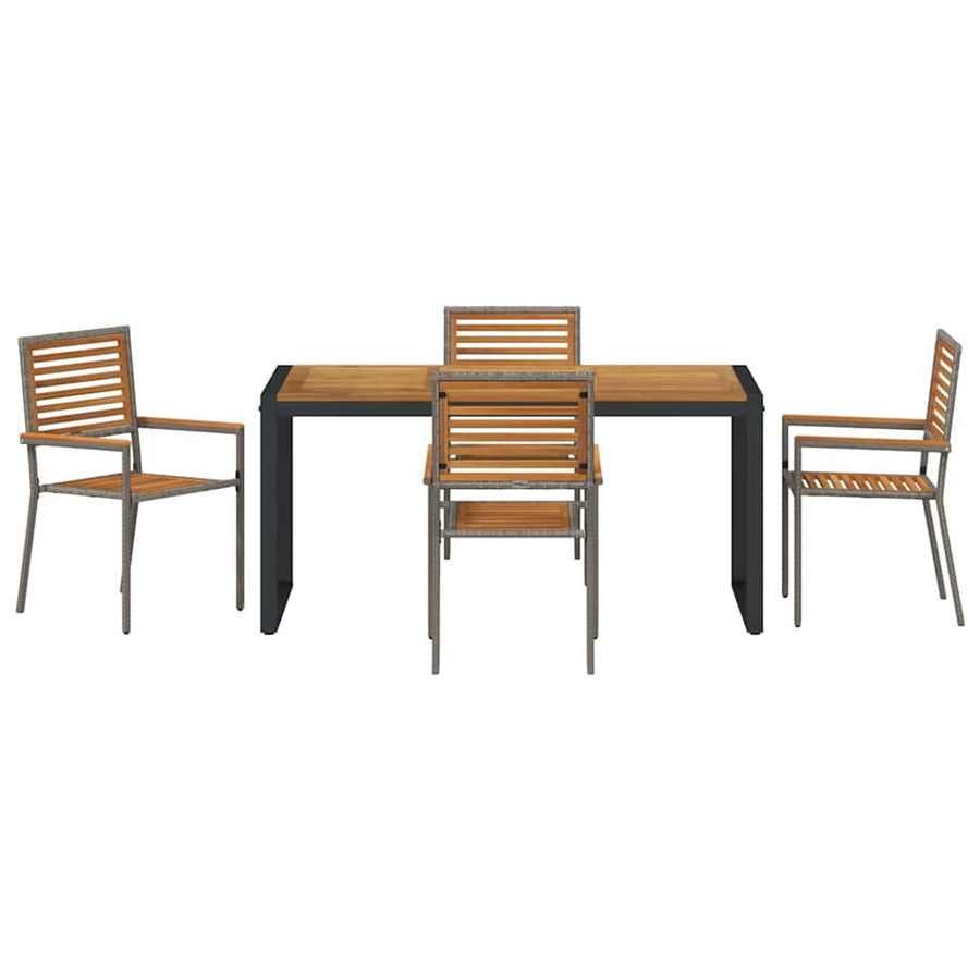 Tuin eettafelset 5 pcs Grijs en Bruin poly rattan