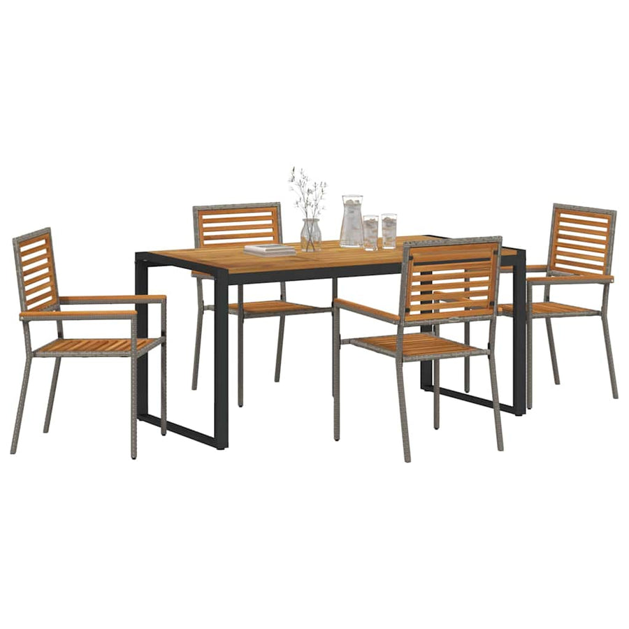Tuin eettafelset 5 pcs Grijs en Bruin poly rattan