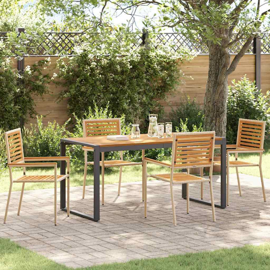 Tuin eettafelset 5 pcs Beige en Bruin poly rattan
